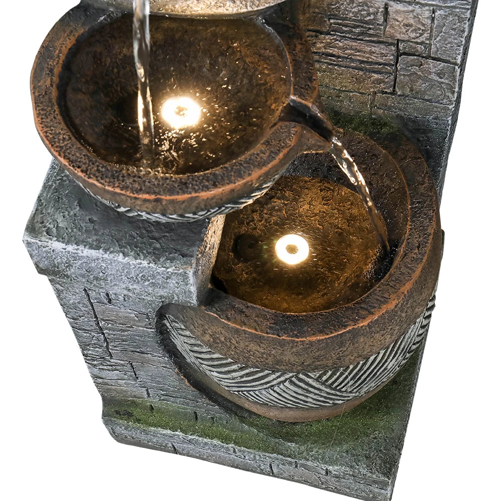 Naturefalls 5 Tier Indoor Outdoor Garden Fountain 42.5 Inch High Modern Floor Standing Cascading Water Feature for Garden Decor