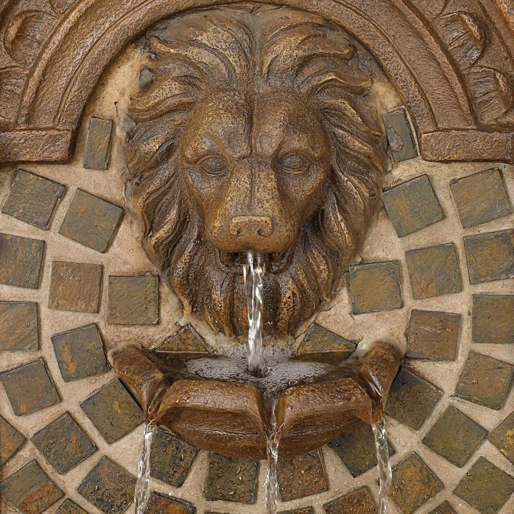 Royal Lion Head Three Tier LED Lighted Outdoor Fountain