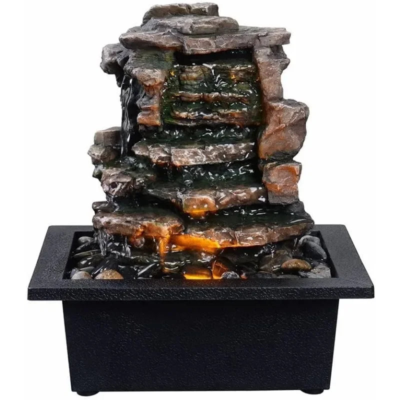 Home Décor Waterfall Meditation Fountain Indoor Tabletop Natural River Rocks Tranquil Atmosphere Office Decoration