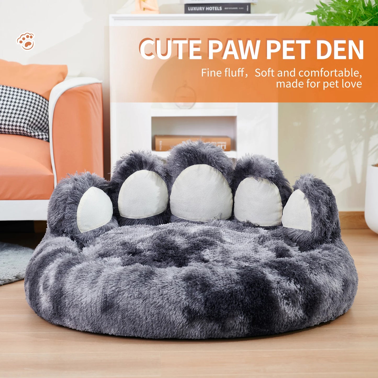PETART Paw Shape Plush Dog Bed Cushion for Pets Comfort