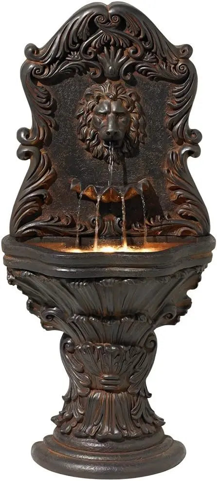 Royal Lion Head Three Tier LED Lighted Outdoor Fountain