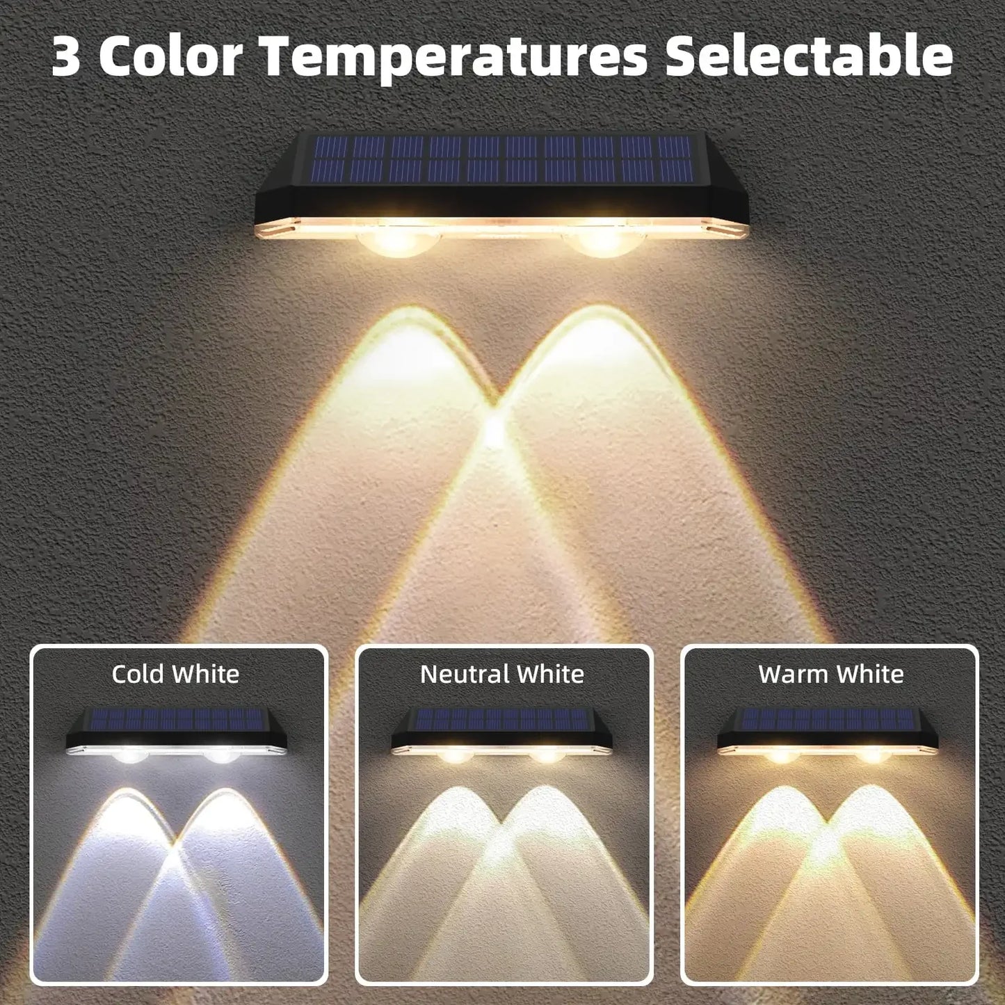 Solar Fence Lights Outdoor IP65 Waterproof Three Mode Solar Deck Lights for Yard Railing Step Patio Stair and Wall Six Pack