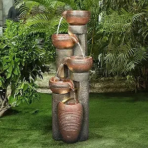40 Inch Tall 4 Tier Outdoor Garden Water Fountain Decor Resin Fountain for Patio Deck Porch Backyard and Home Art