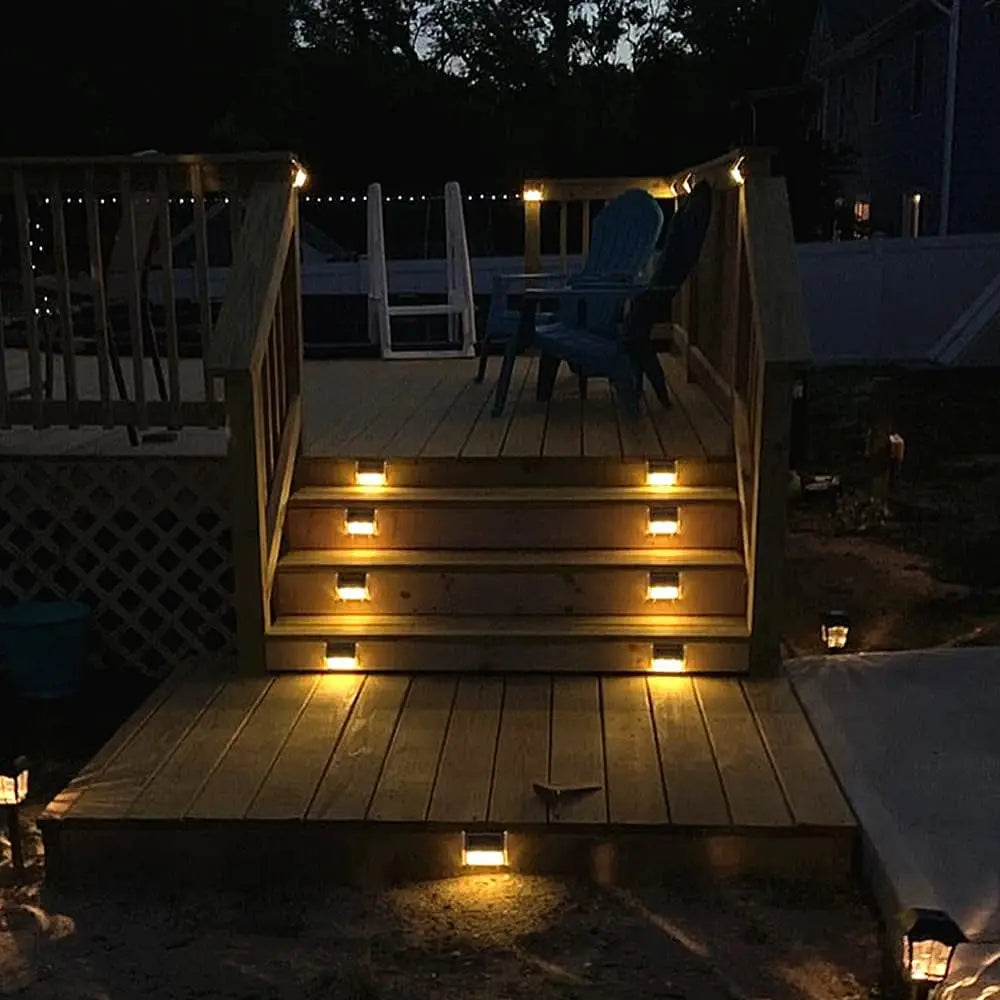 Lightess Solar Lights for Steps Deck 6 Pack Waterproof Stainless Steel LED Stair Lights Outdoor Security Garden Pathway Lighting