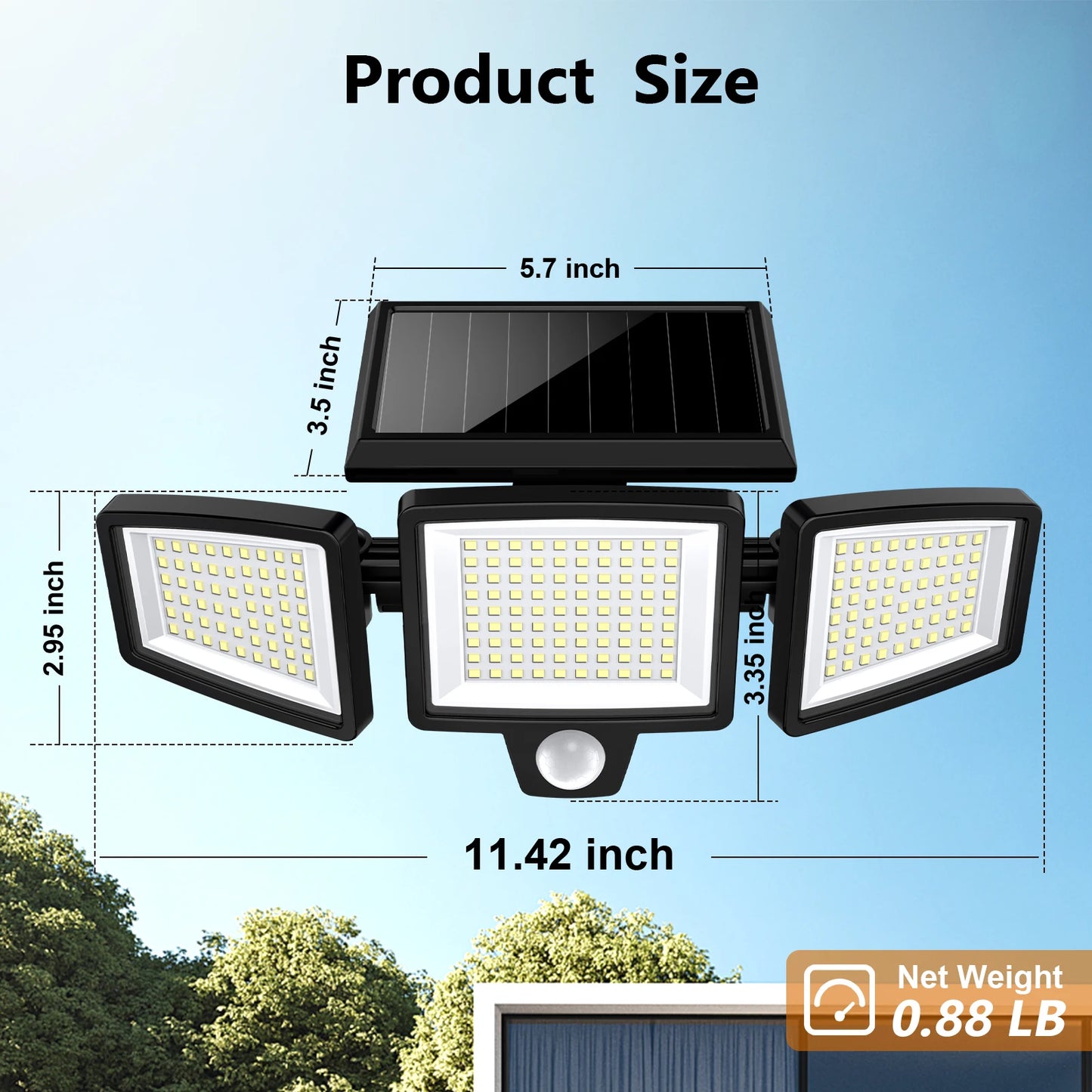 3 Pack Outdoor Solar Lights 210 LED 2500 LM Motion Sensor Security Lights IP65 Waterproof for Porch Garage Yard Entrance Patio