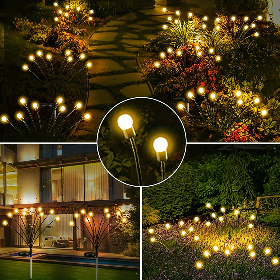 4 Pack 8 LED Solar Firefly Garden Lights String Lights for Festive Outdoor Decor Sway by Wind