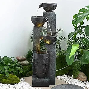 40 Inch Tall 4 Tier Outdoor Garden Water Fountain Decor Resin Fountain for Patio Deck Porch Backyard and Home Art