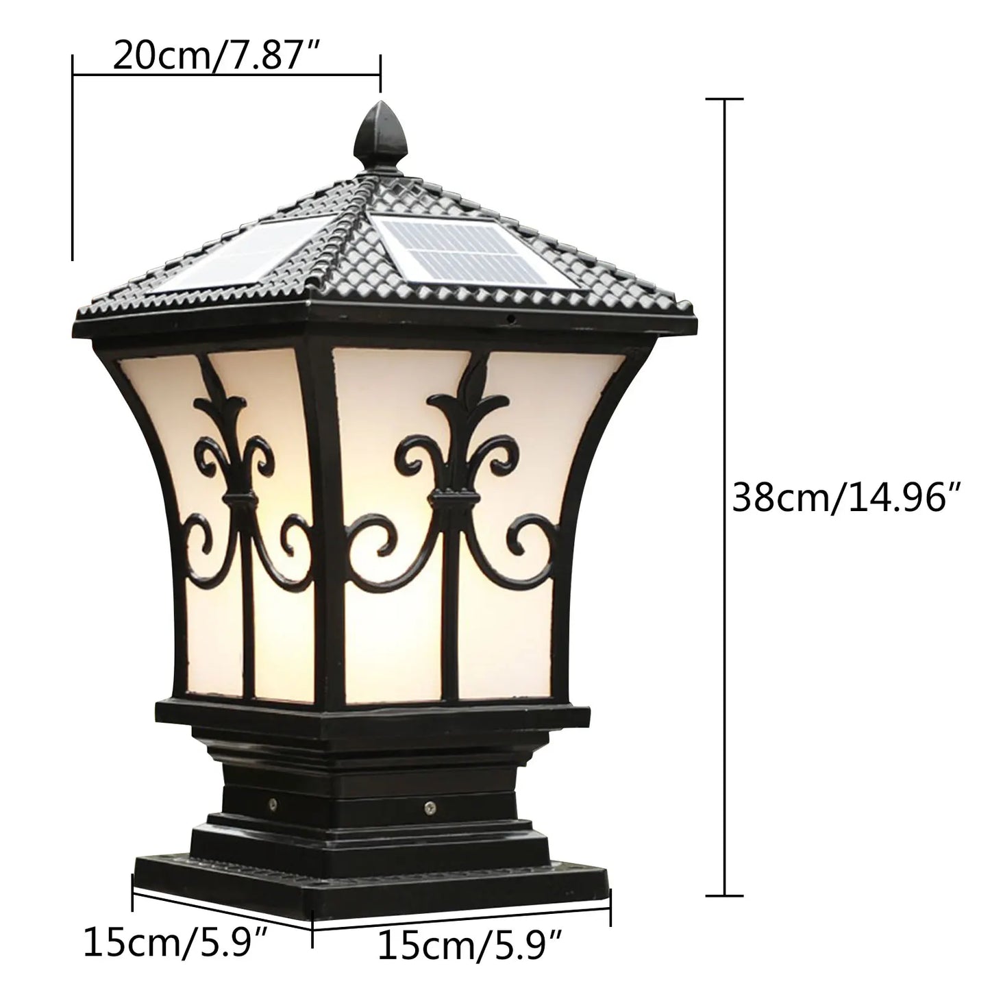 Metal Solar Post Lights Outdoor LED Waterproof Pillar Lamp for Yard Driveway and Fence Decoration