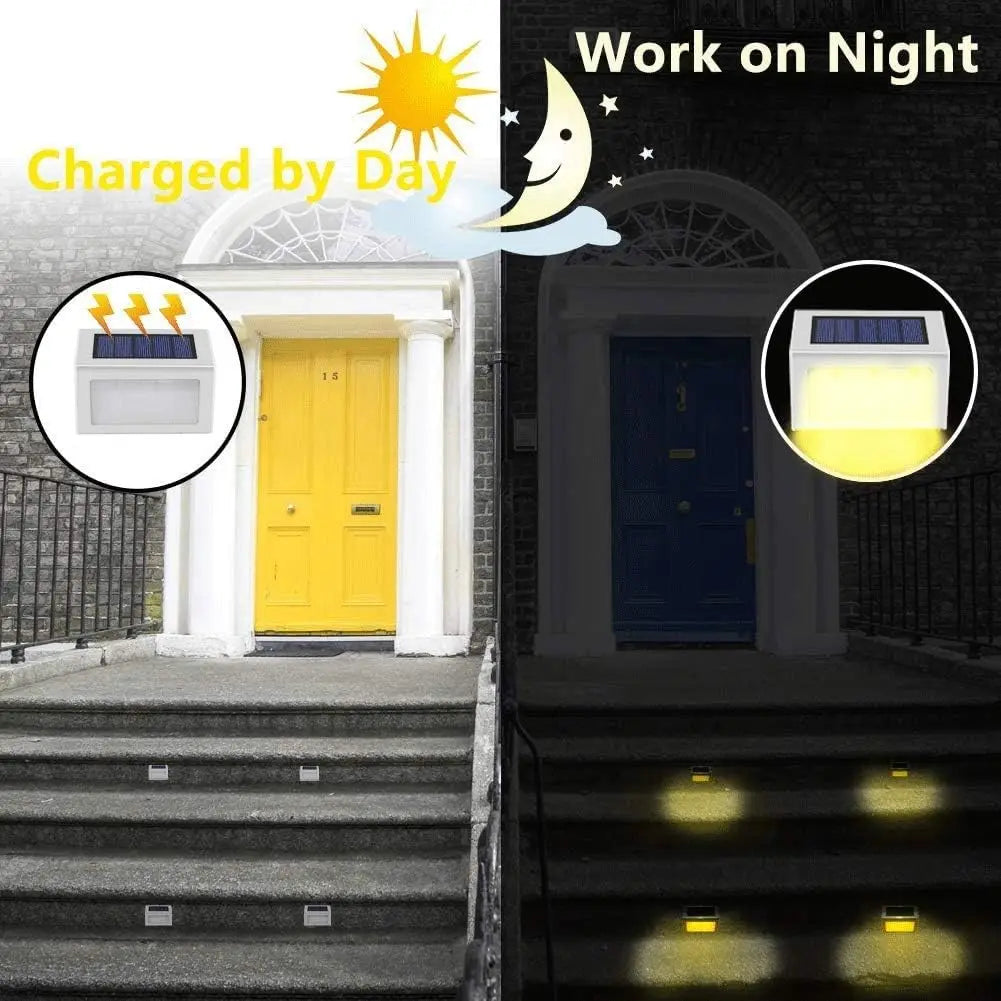 Lightess Solar Lights for Steps Deck 6 Pack Waterproof Stainless Steel LED Stair Lights Outdoor Security Garden Pathway Lighting