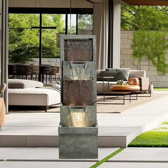 40 Inch Tall 4 Tier Outdoor Garden Water Fountain Decor Resin Fountain for Patio Deck Porch Backyard and Home Art