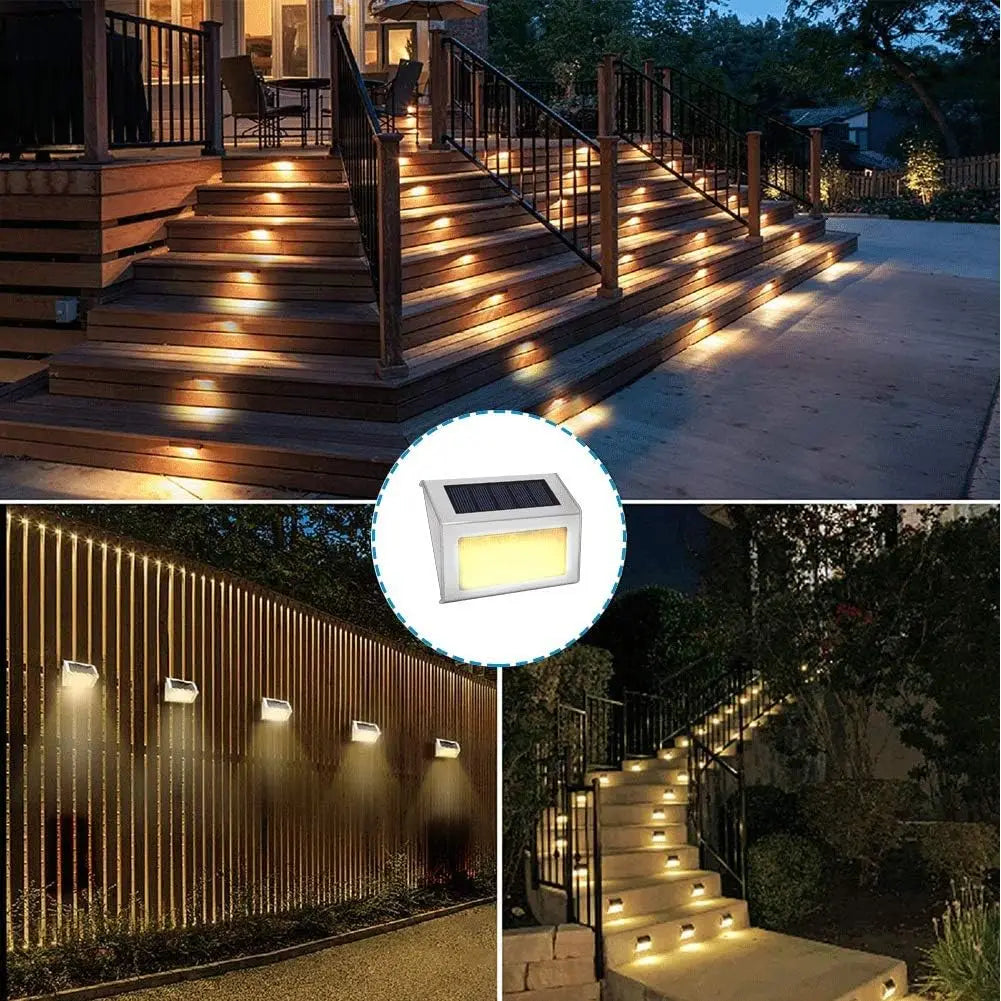 Lightess Solar Lights for Steps Deck 6 Pack Waterproof Stainless Steel LED Stair Lights Outdoor Security Garden Pathway Lighting
