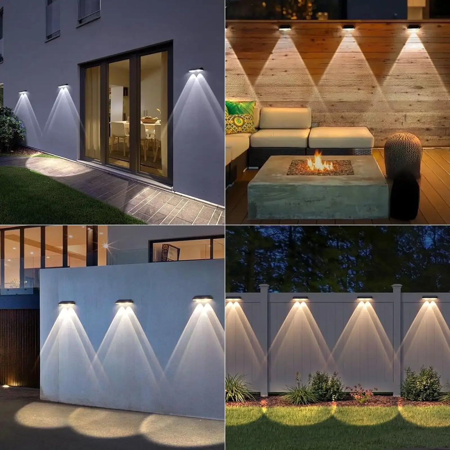 Solar Fence Lights Outdoor IP65 Waterproof Three Mode Solar Deck Lights for Yard Railing Step Patio Stair and Wall Six Pack