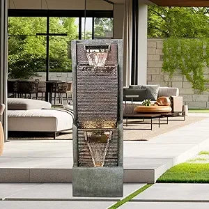 40 Inch Tall 4 Tier Outdoor Garden Water Fountain Decor Resin Fountain for Patio Deck Porch Backyard and Home Art