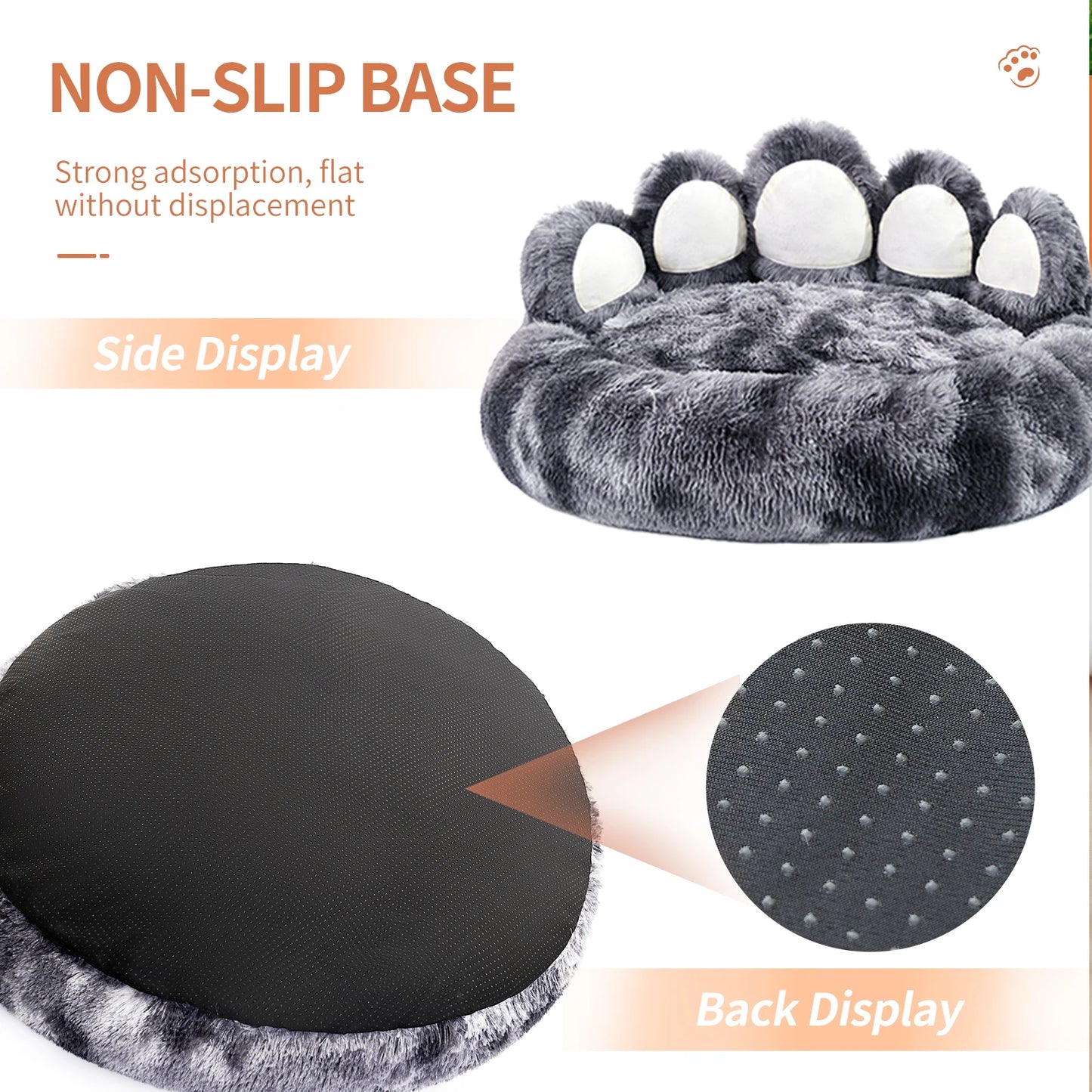 PETART Paw Shape Plush Dog Bed Cushion for Pets Comfort