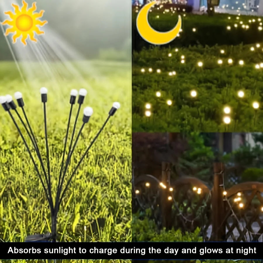 4 Pack 8 LED Solar Firefly Garden Lights String Lights for Festive Outdoor Decor Sway by Wind