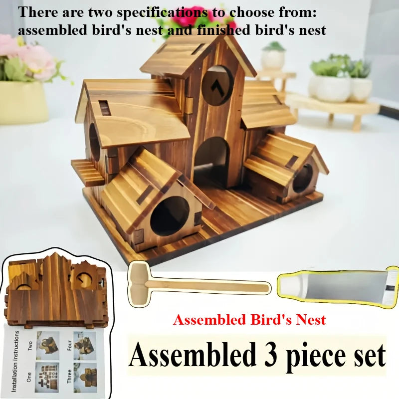 Handmade 6 Hole Outdoor Bird House for Gardening Decoration and Bird Habitat