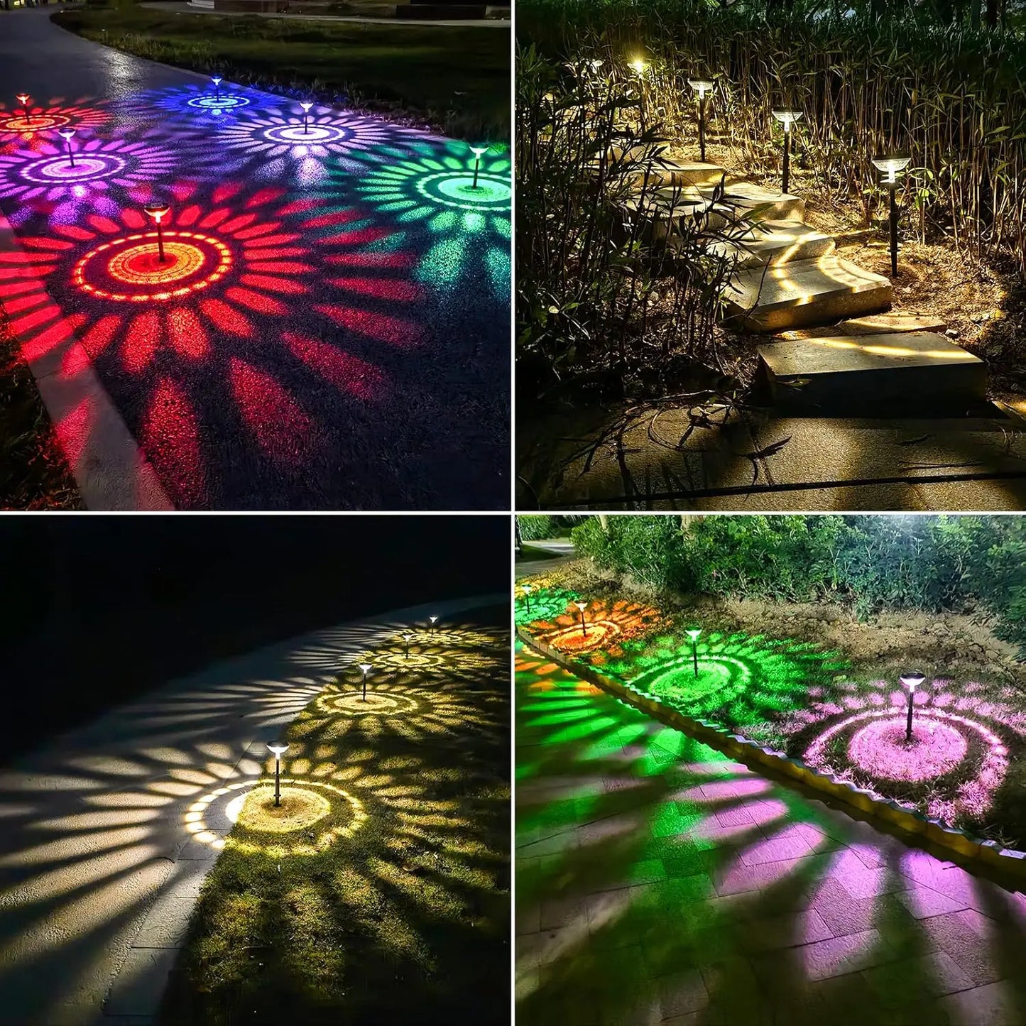 Bright Solar Pathway Lights Color Changing Warm White LED Path Lights Outdoor IP67 Waterproof Solar Powered Garden Lights
