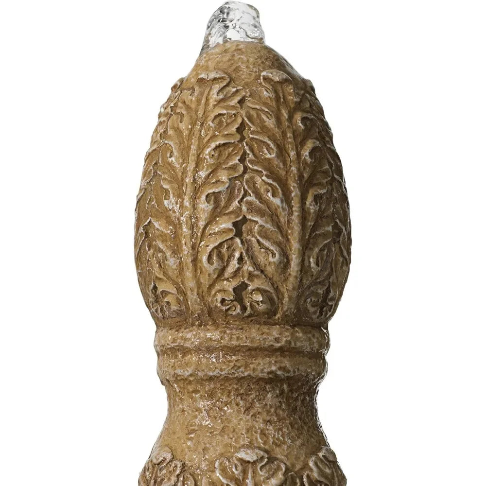 Italian Outdoor Floor Bubbler Fountain with Three Tiered Basins 57 Inches High for Garden Patio Backyard Deck Home Lawn
