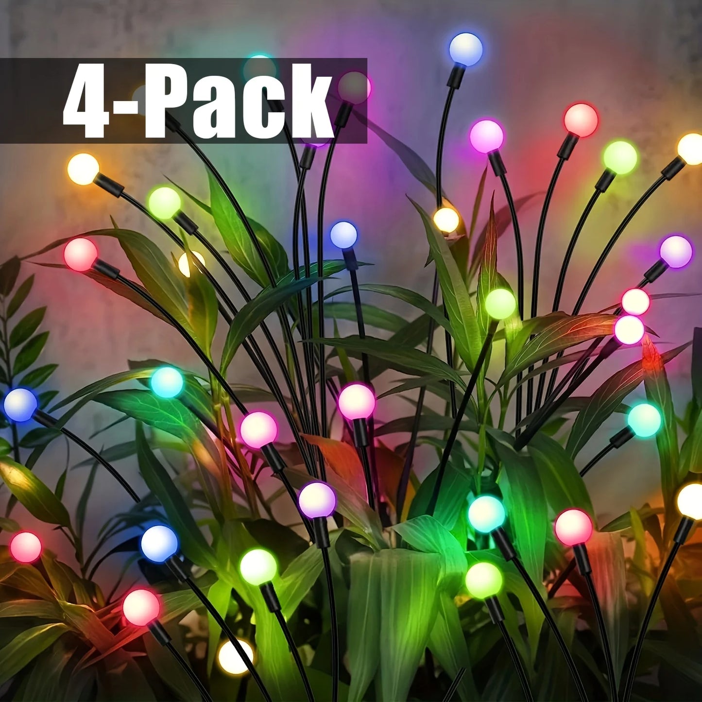 4 Pack 8 LED Solar Firefly Garden Lights String Lights for Festive Outdoor Decor Sway by Wind