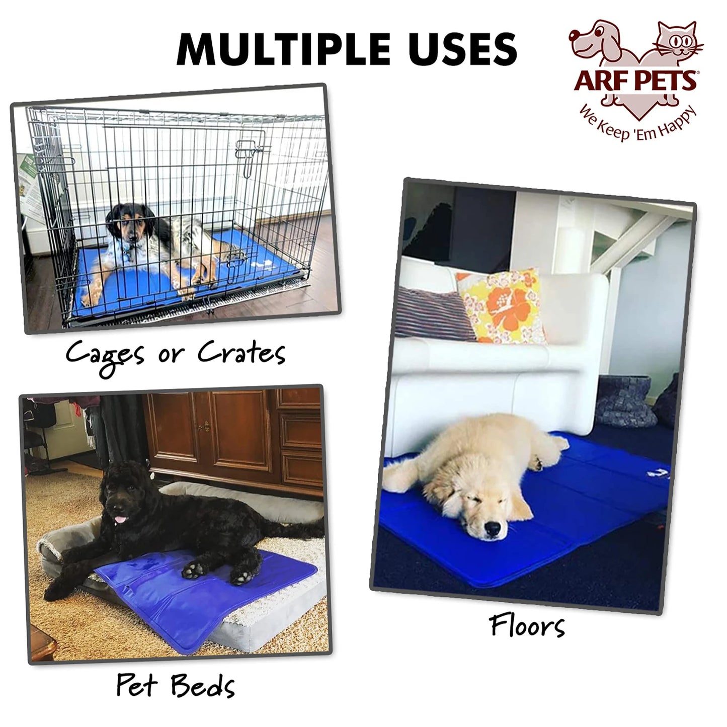 Arf Pets Dog Cooling Mat 23 Inch x 35 Inch Durable Non Toxic Gel Dog Bed Mat for Kennels Crates and Beds