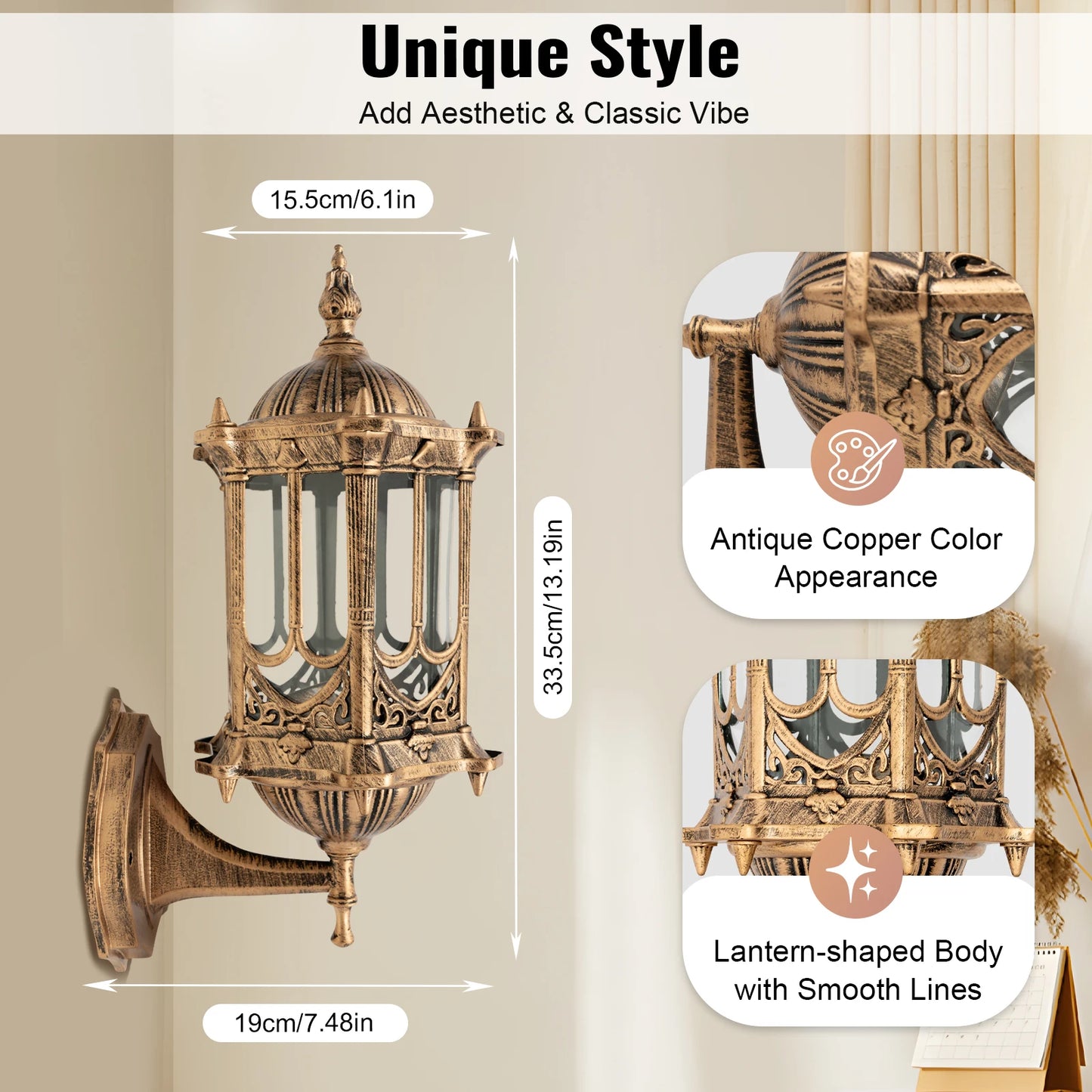 Bymaocar E27 Antique Simple Wall Lamp Sconce Porch Lamp Indoor Outdoor Classic Cage Design Decor Wall Light