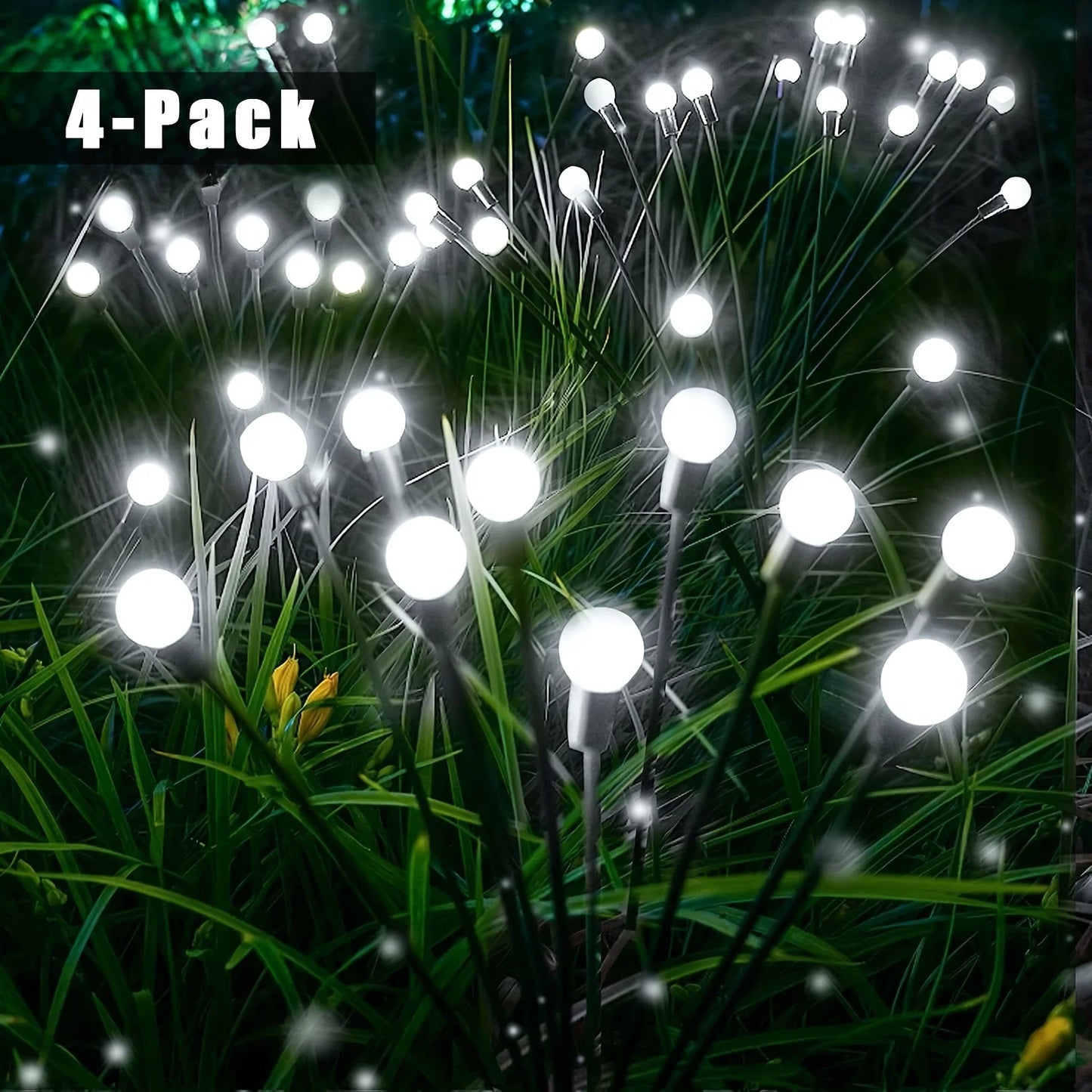 4 Pack 8 LED Solar Firefly Garden Lights String Lights for Festive Outdoor Decor Sway by Wind