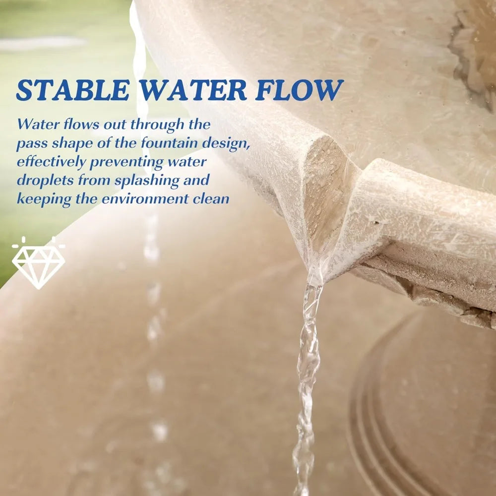 Water Fountains Garden Decor 48.4 Inch Tall Cascading Resin Bubbler Fountain for Outdoor Use