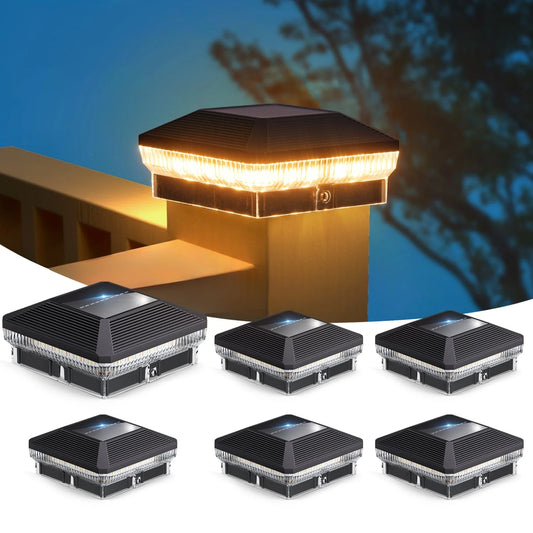 6 Pack 4x4 Solar Post Lights Outdoor 40 LED 30 Lumen Fence Post Solar Lights with 3 Modes
