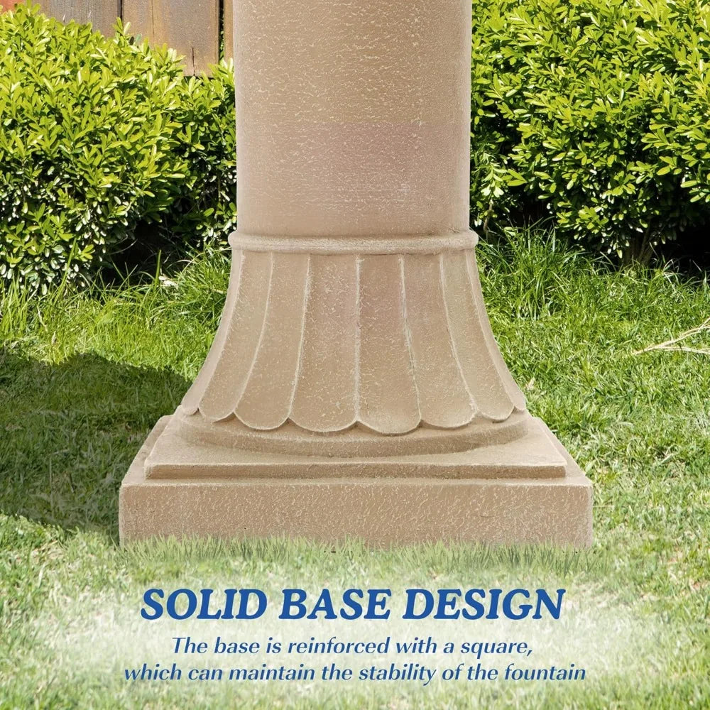 Water Fountains Garden Decor 48.4 Inch Tall Cascading Resin Bubbler Fountain for Outdoor Use