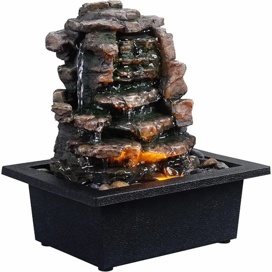 Home Décor Waterfall Meditation Fountain Indoor Tabletop Natural River Rocks Tranquil Atmosphere Office Decoration
