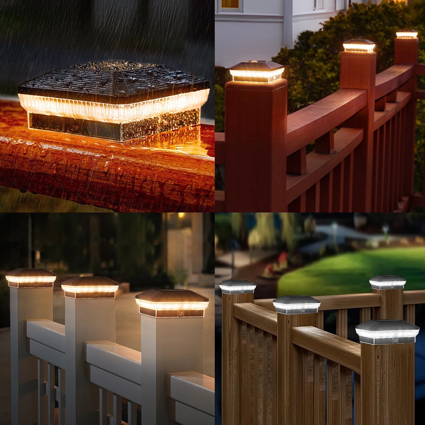 6 Pack 4x4 Solar Post Lights Outdoor 40 LEDs 30 Lumens Fence Post Lights with 3 Modes