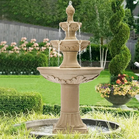 Water Fountains Garden Decor 48.4 Inch Tall Cascading Resin Bubbler Fountain for Outdoor Use