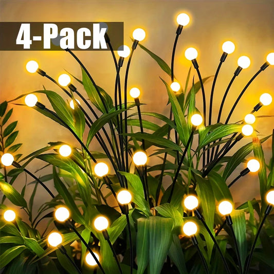 4 Pack 8 LED Solar Firefly Garden Lights String Lights for Festive Outdoor Decor Sway by Wind