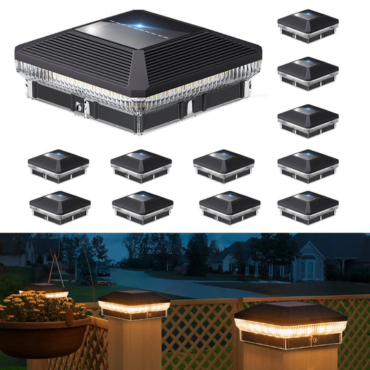 6 Pack 4x4 Solar Post Lights Outdoor 40 LEDs 30 Lumens Fence Post Lights with 3 Modes