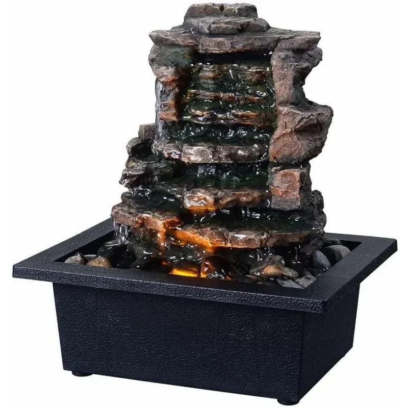 Home Décor Waterfall Meditation Fountain Indoor Tabletop Natural River Rocks Tranquil Atmosphere Office Decoration