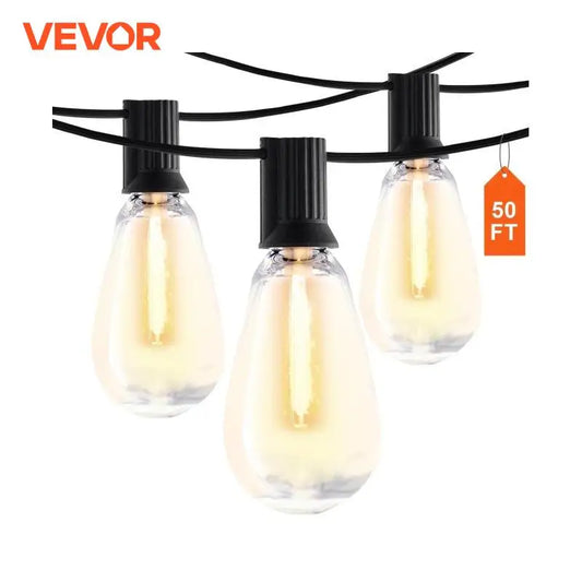 VEVOR LED Outdoor String Lights Dimmable 2700K Waterproof Hanging Lights for Patio Porch Backyard Garden Balcony