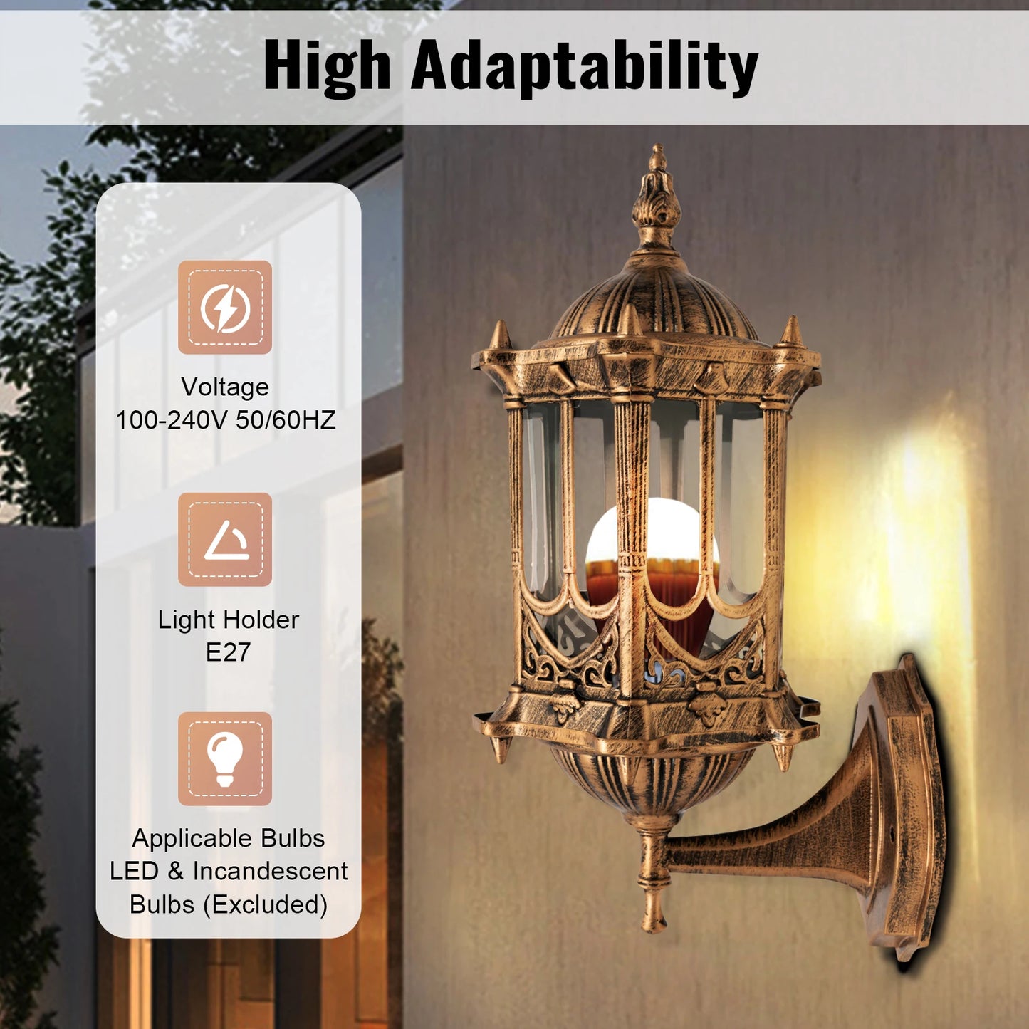 Bymaocar E27 Antique Simple Wall Lamp Sconce Porch Lamp Indoor Outdoor Classic Cage Design Decor Wall Light