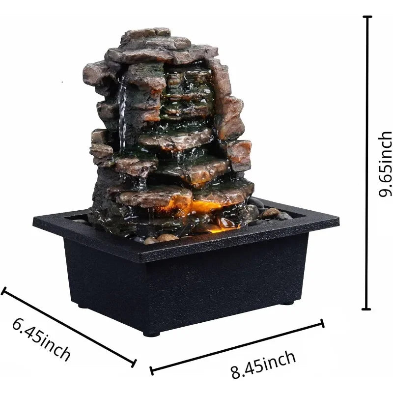 Home Décor Waterfall Meditation Fountain Indoor Tabletop Natural River Rocks Tranquil Atmosphere Office Decoration