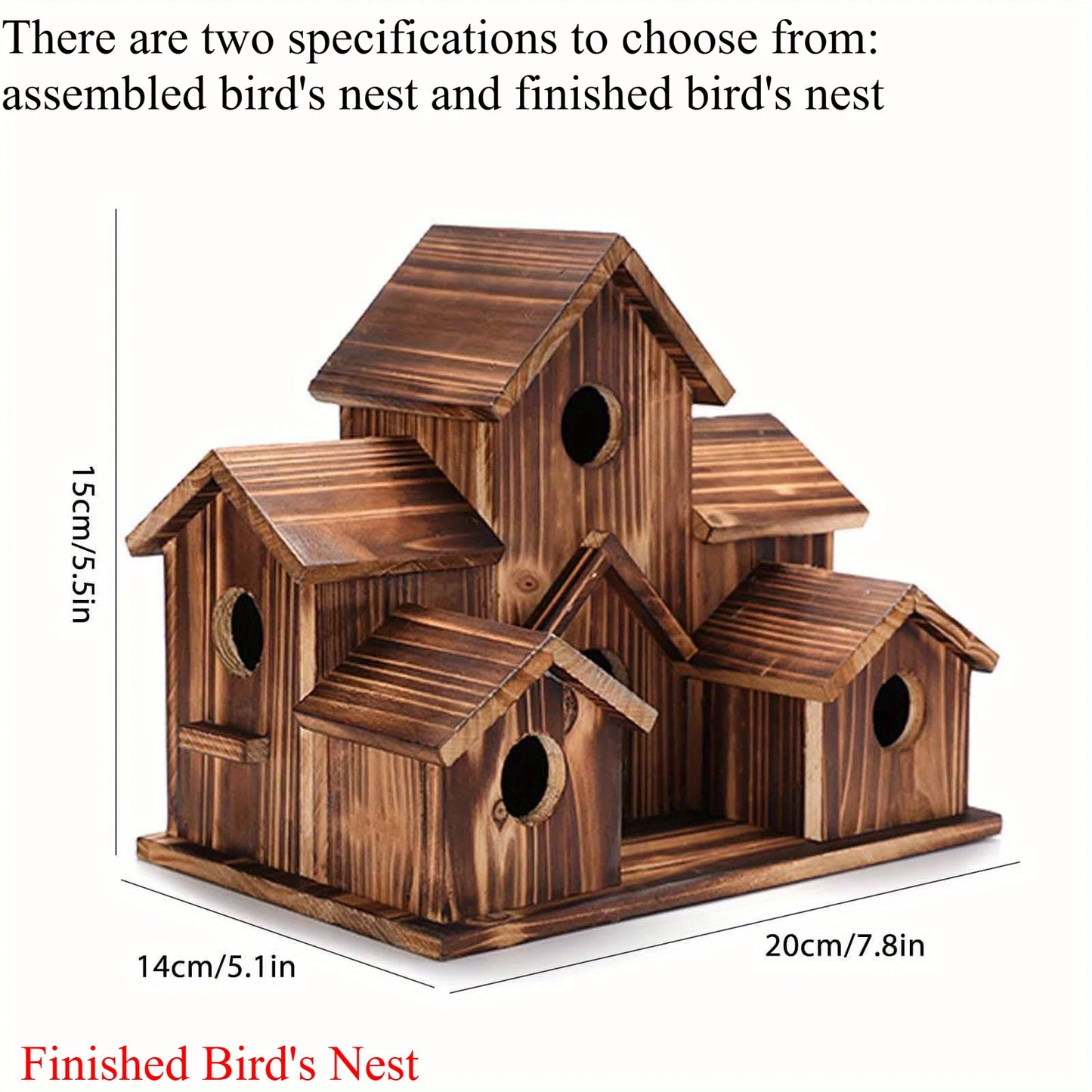 Handmade 6 Hole Outdoor Bird House for Gardening Decoration and Bird Habitat