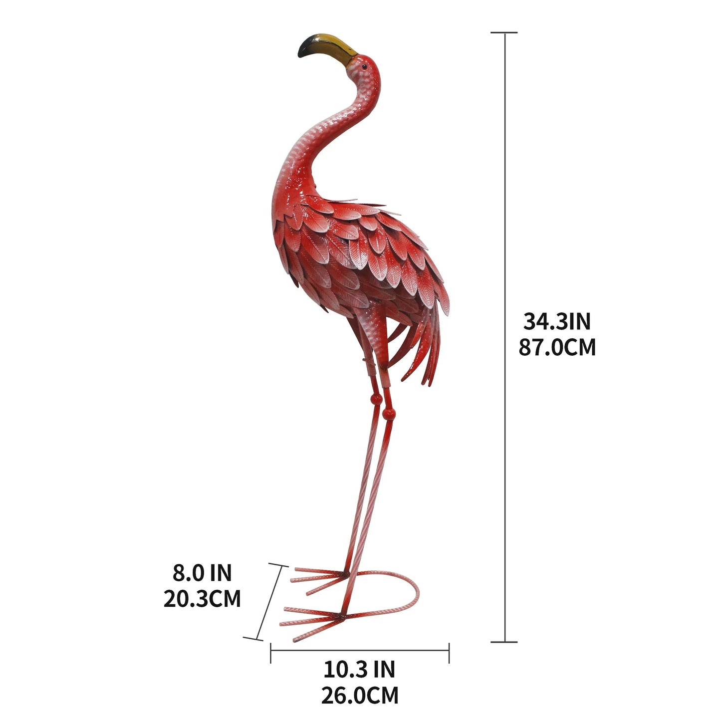 Rustic Metal Flamingo Garden Decor Large Bird Statue for Lawn Backyard Porch Ornament Single Outdoor Sculpture