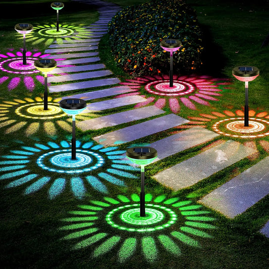 Bright Solar Pathway Lights Color Changing Warm White LED Path Lights Outdoor IP67 Waterproof Solar Powered Garden Lights